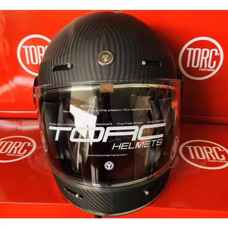 Original TORC Carbon Fiber Helmet T135 Full Face Helmet Cover Retro Helmet Men and Women Motorcycle Personality Cool Locomotive Original TORC Carbon Fiber Helmet T135 Full Face Helmet Cover Retro Helmet Men and Women Motorcycle Personality Cool Locomotive