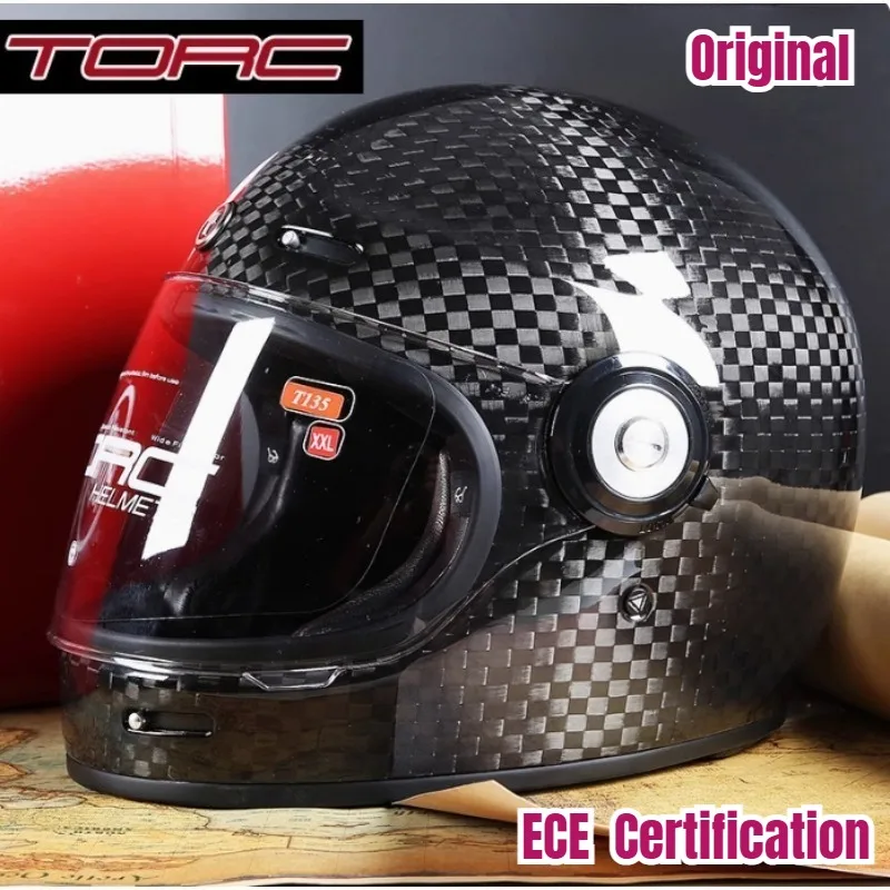 Original TORC Carbon Fiber Helmet T135 Full Face Helmet Cover Retro Helmet Men and Women Motorcycle Personality Cool Locomotive Original TORC Carbon Fiber Helmet T135 Full Face Helmet Cover Retro Helmet Men and Women Motorcycle Personality Cool Locomotive