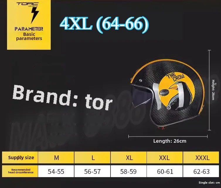 Original TORC Carbon Fiber Retro Helmet Men and Women Motorcycle Half Helmet Extra Large Size 4XL Moto Safety Helmet Original TORC Carbon Fiber Retro Helmet Men and Women Motorcycle Half Helmet Extra Large Size 4XL Moto Safety Helmet