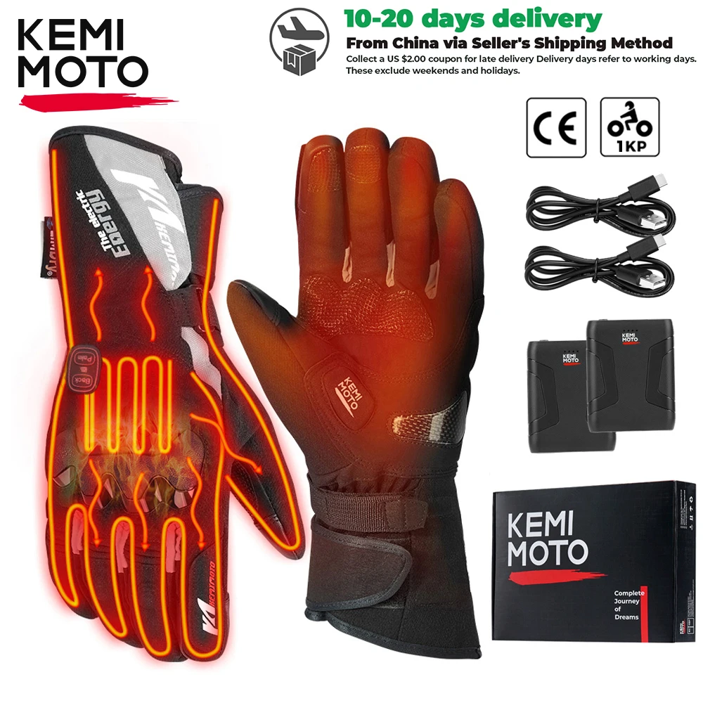 KEMIMOTO Heated Gloves Motorcycle Winter Moto Heated Gloves Warm Waterproof Rechargeable Heating Thermal Gloves For Snowmobile KEMIMOTO Heated Gloves Motorcycle Winter Moto Heated Gloves Warm Waterproof Rechargeable Heating Thermal Gloves For Snowmobile