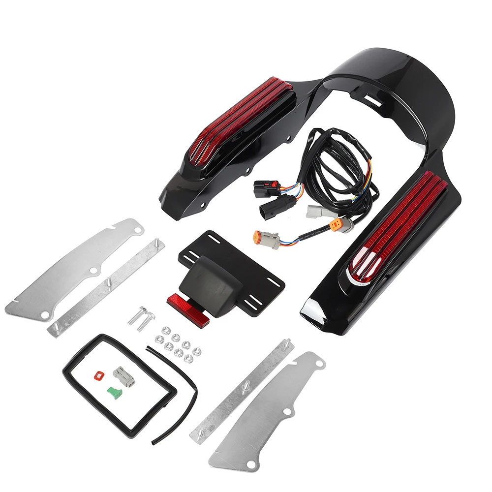 Motorcycle LED Light Rear Fender Extension Fascia Set For Harley Touring Electra Street Glide Road King FLHR FLTRX 2014-2022 Motorcycle LED Light Rear Fender Extension Fascia Set For Harley Touring Electra Street Glide Road King FLHR FLTRX 2014-2022