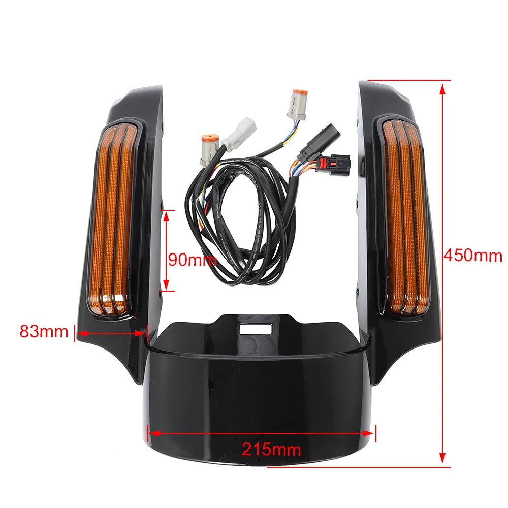 Motorcycle LED Light Rear Fender Extension Fascia Set For Harley Touring Electra Street Glide Road King FLHR FLTRX 2014-2022 Motorcycle LED Light Rear Fender Extension Fascia Set For Harley Touring Electra Street Glide Road King FLHR FLTRX 2014-2022