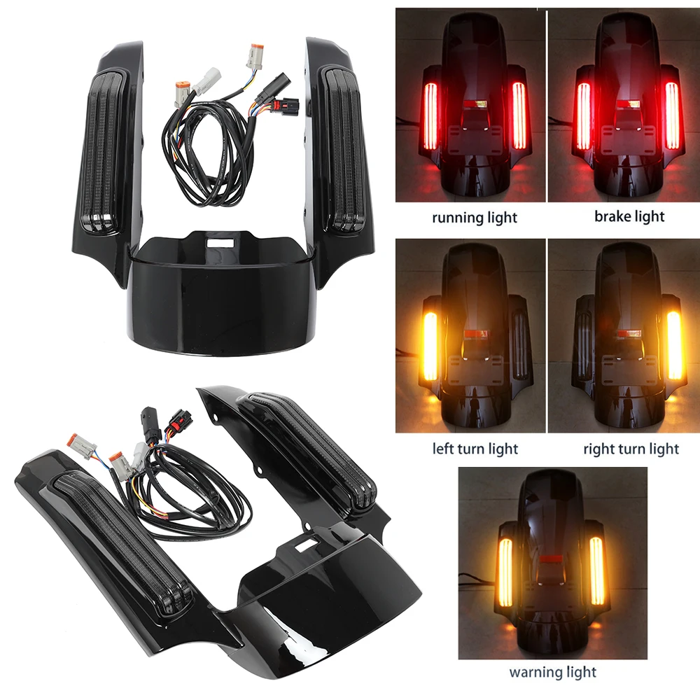 Motorcycle LED Light Rear Fender Extension Fascia Set For Harley Touring Electra Street Glide Road King FLHR FLTRX 2014-2022 Motorcycle LED Light Rear Fender Extension Fascia Set For Harley Touring Electra Street Glide Road King FLHR FLTRX 2014-2022