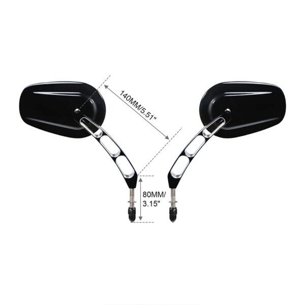 8mm Rear View Mirror Set for Harley-Davidson – Black, Chrome & Matte Black