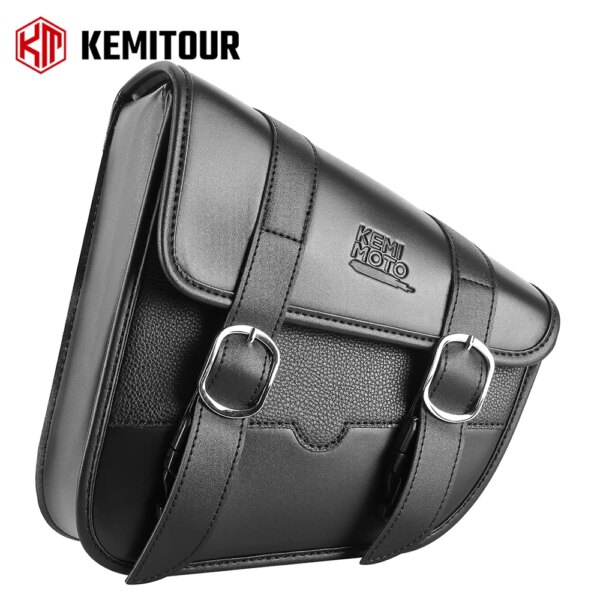 Left Side Swingarm Solo Bag for Harley-Davidson – Black PU Leather