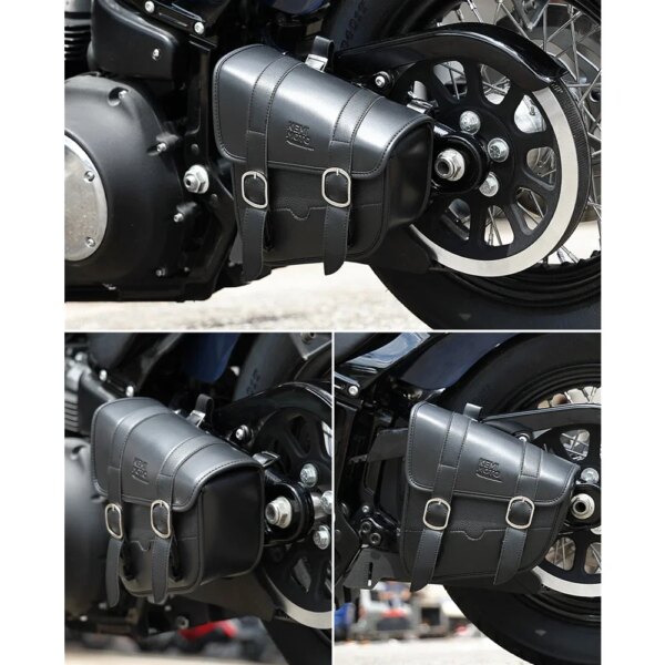 Left Side Swingarm Solo Bag for Harley-Davidson – Black PU Leather