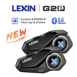 LEXIN G2P Motorcycle Bluetooth Intercom Headset – 1 or 2 Pack