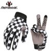 FASTGOOSE Retro Motorcycle Riding Gloves – Checkered / Black