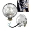 Universal Round Motorcycle Headlight – Chrome/Black, Clear/Yellow Lens