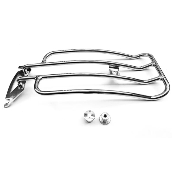 896-rmxzlr.jpg Solo Seat Luggage Rack for Harley Touring / Road King 1997–2022 – Chrome / Gloss Black
